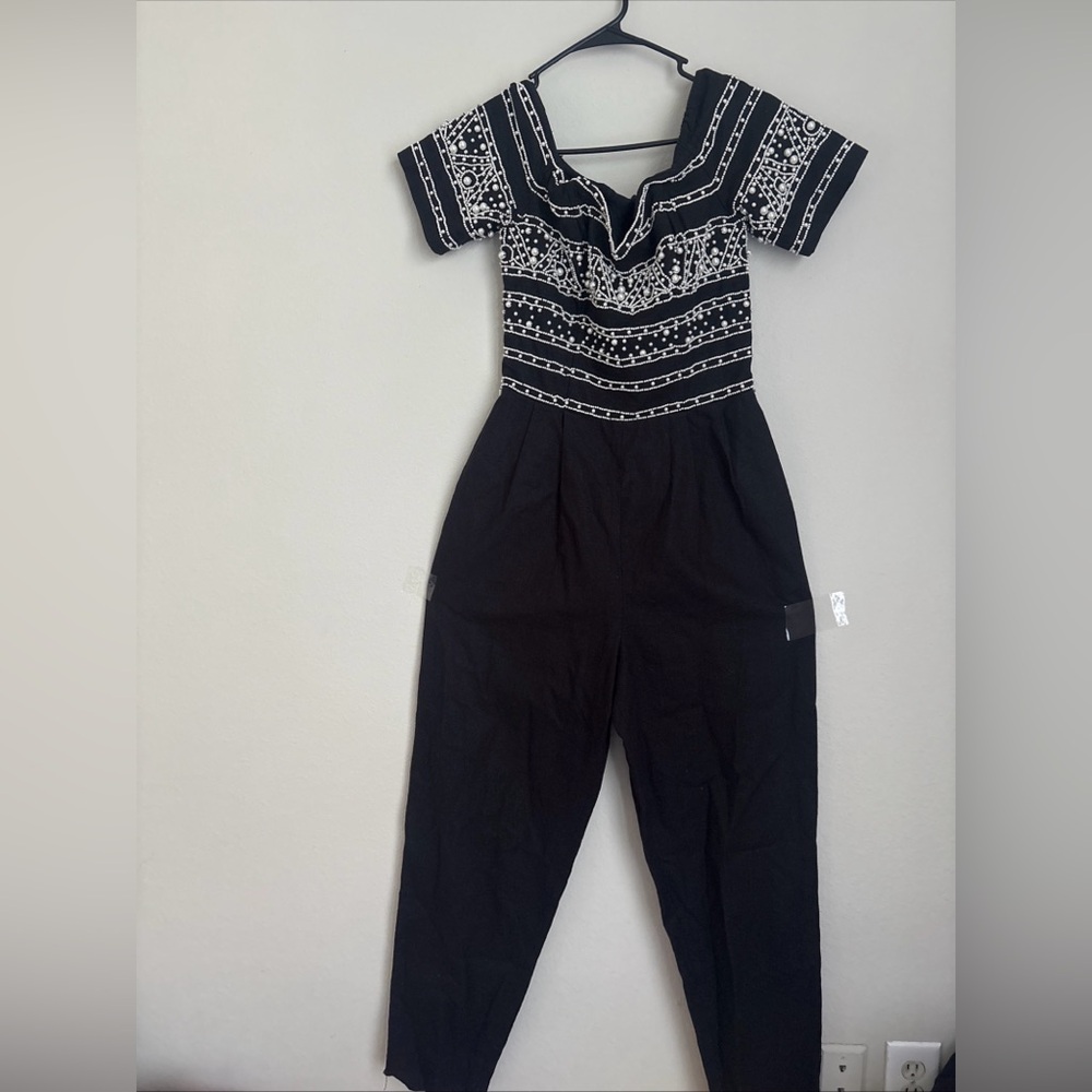 Black and White Patterned Jumpsuit
